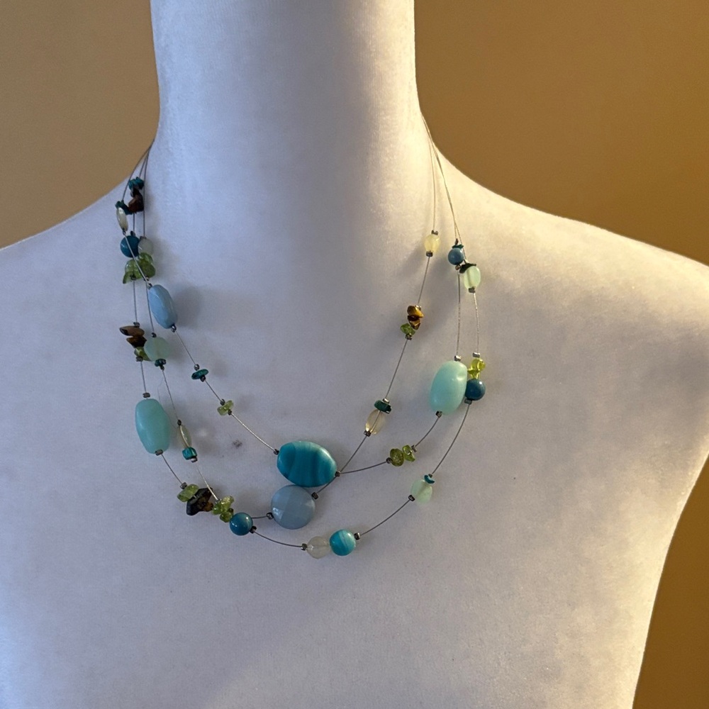 Lia Sophia Blue and Green Beaded Necklace